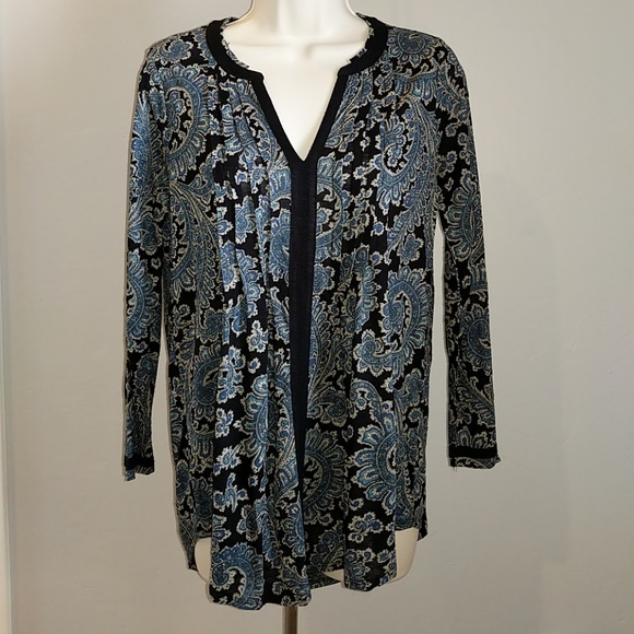 Lucky Brand boho long sleeve paisley print top - Picture 3 of 8